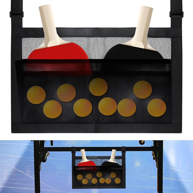 Table Tennis Net - Tischtennis-Sportausrüstungs-Aufbewahrungstasche, Tischtennisschläger-Aufbewahrung mit Aufhängung, Tragbares Aufbewahrungsnetz
